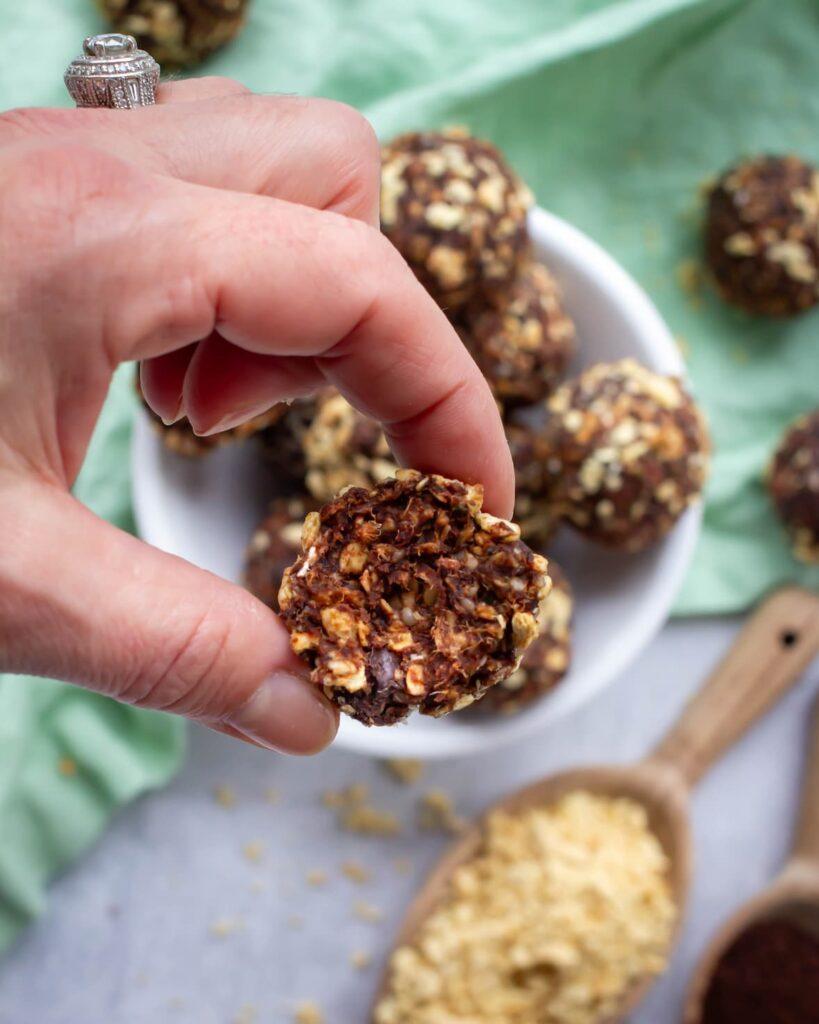 Boules d'énergie espresso, chocolat et PVT