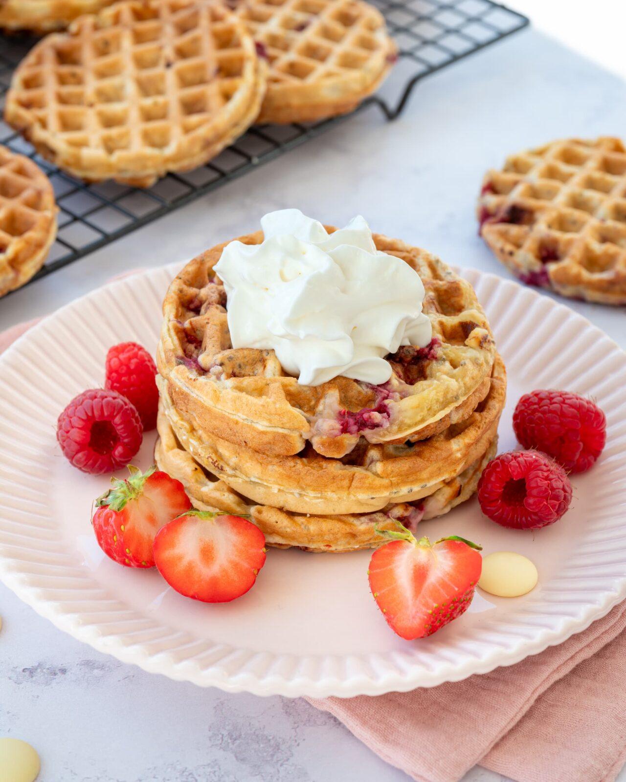Gaufres aux framboises et chocolat blanc